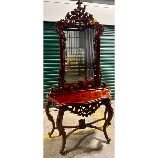 1970s 1970s French Rococo Style Mahogany Console Table For Sale - Image 5 of 12