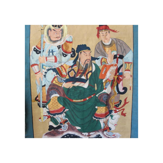 Chinese Chinese Canvas Color Ink 3 Men of Oath of Peach Garden Painting Art For Sale - Image 3 of 4