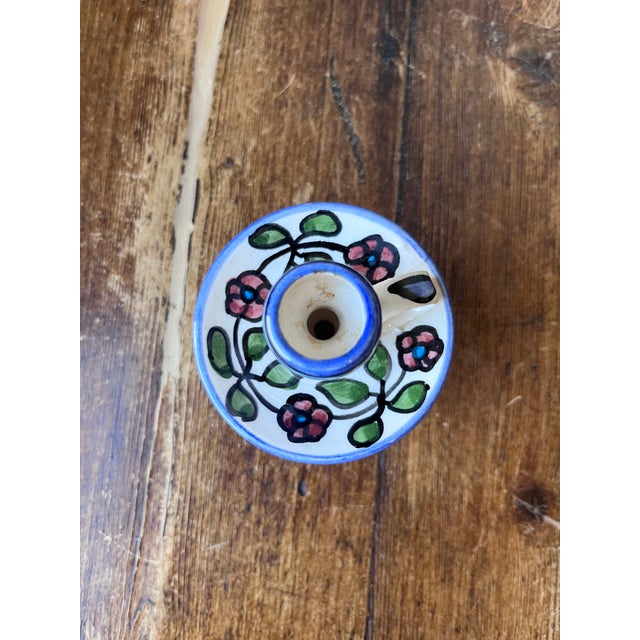 Traditional Late 20th Century Armenian Hand Painted Candlestick Holder For Sale - Image 3 of 8