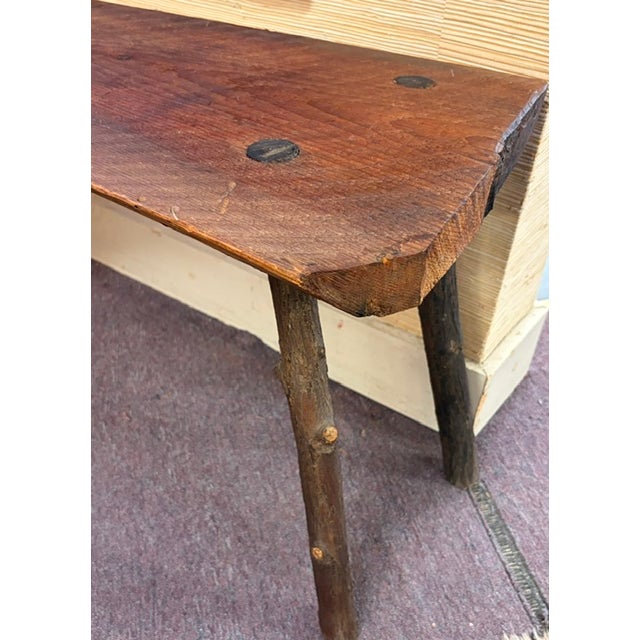 Mid 20th Century Handcrafted Live Edge Wood Table or Bench For Sale - Image 5 of 12