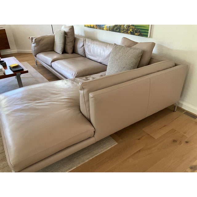 Animal Skin Design Within Reach Como 128.5” Sectional Sofa in Kalahari Grey Leather For Sale - Image 7 of 15