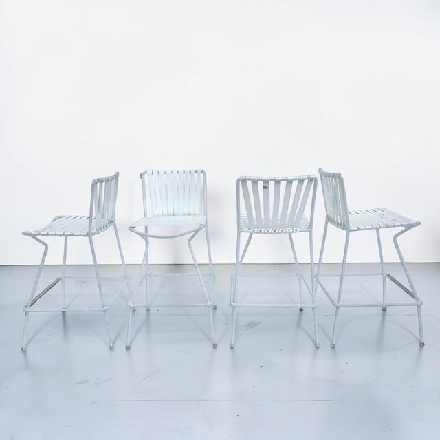 Mid-Century Modern 1960s Mid-Century Modern Wrought Iron Patio Barstools - Set of 4 For Sale - Image 3 of 9