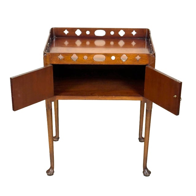 18th Century Style Side Table With Gallery Top and Storage, English For Sale - Image 4 of 8