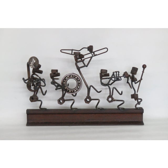 1970s Orchestra Band Playing Instruments Folk Art Welded Nuts Screws Bolts For Sale - Image 5 of 13