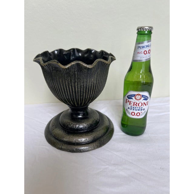 Hand-Decorated Cast Iron Goblet Planter For Sale - Image 4 of 7