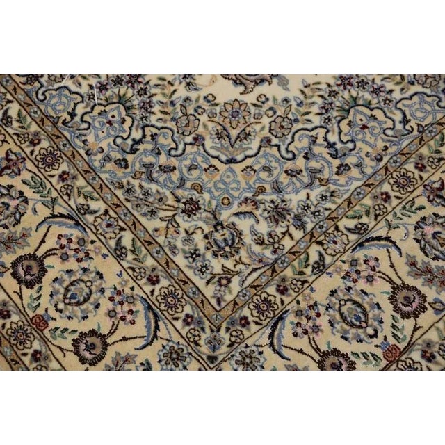 Cream Middle Eastern Hand-Knotted Rug in Silk For Sale - Image 8 of 11