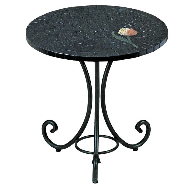 Round Italian Topaz Marble Mosaic Table by Egram For Sale - Image 3 of 3