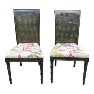 Late 20th Century Chinoiserie Cane Chairs- a Pair For Sale