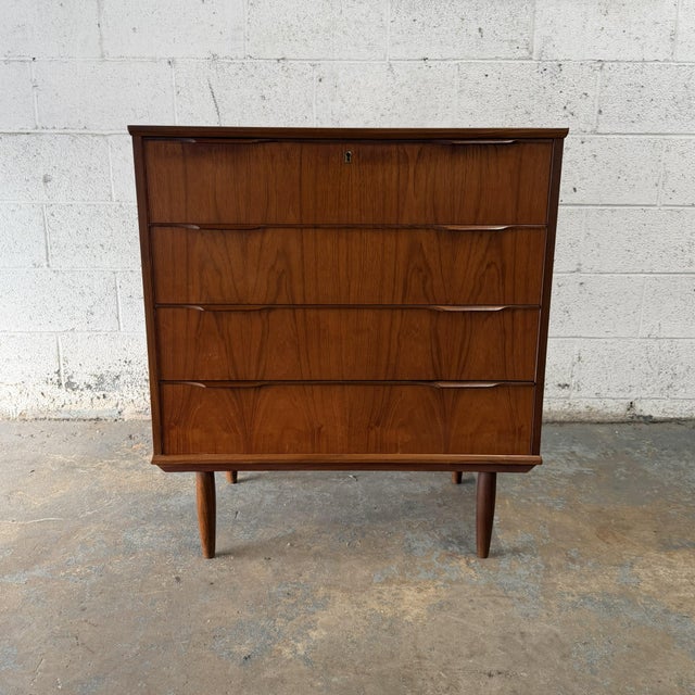 Mid-Century Modern Vintage Danish Modern Teak 4 Drawer Chest of Drawers Commode, Ejsing Mobelfabrik Attributed 1960s For Sale - Image 3 of 7