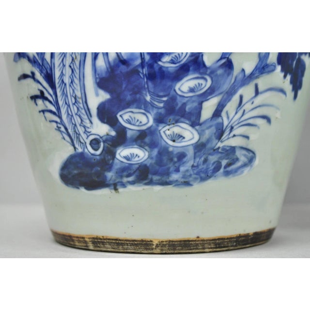 Antique Chinese Phoenix Bird Celadon Green Porcelain Covered Ginger Jar - Pair For Sale - Image 11 of 18