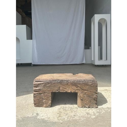 Small Stool in Organic Teak For Sale - Image 3 of 18