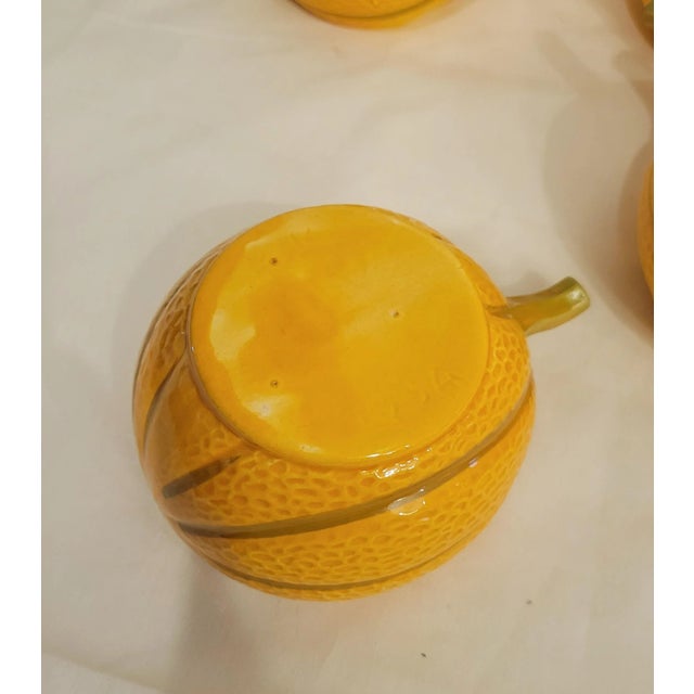 Fitz and Floyd Vintage Ceramic Pumpkin Soup Tureen and Matching Small Bowls Set of 9 For Sale - Image 4 of 12