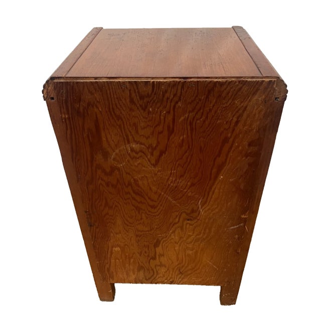 1920s 1920s Art Deco Nightstand Bed Side Table Three Drawers Bakelite Handles Waterfall Top For Sale - Image 5 of 12