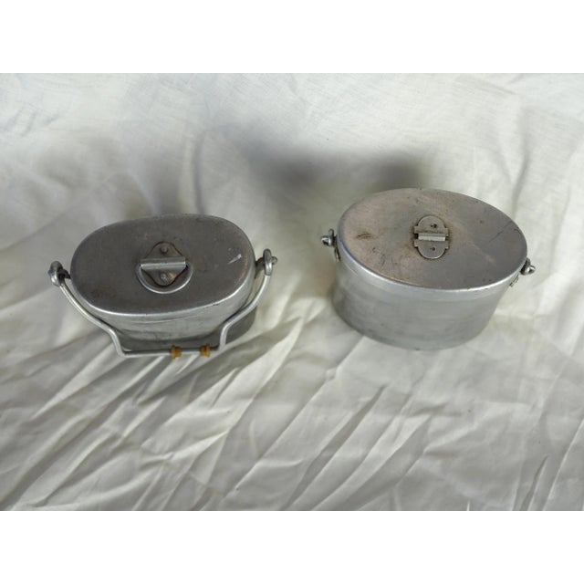 Metal 1940s French Military WWII Aluminium Mess Kits - Set of 2 For Sale - Image 7 of 12