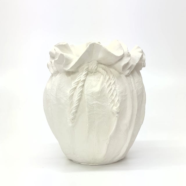 1980s 1980's Plaster White Tassel Floor Vase For Sale - Image 5 of 7
