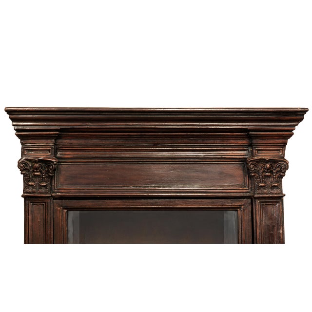 Antique Carved Wooden Display Cabinet with Sculpted Capitals in Walnut For Sale - Image 4 of 12