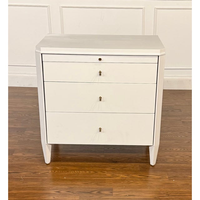 This is the Gabriel Bedside Chest/Nightstand by Highland House. It three soft-close drawers, a pull-out top shelf and...