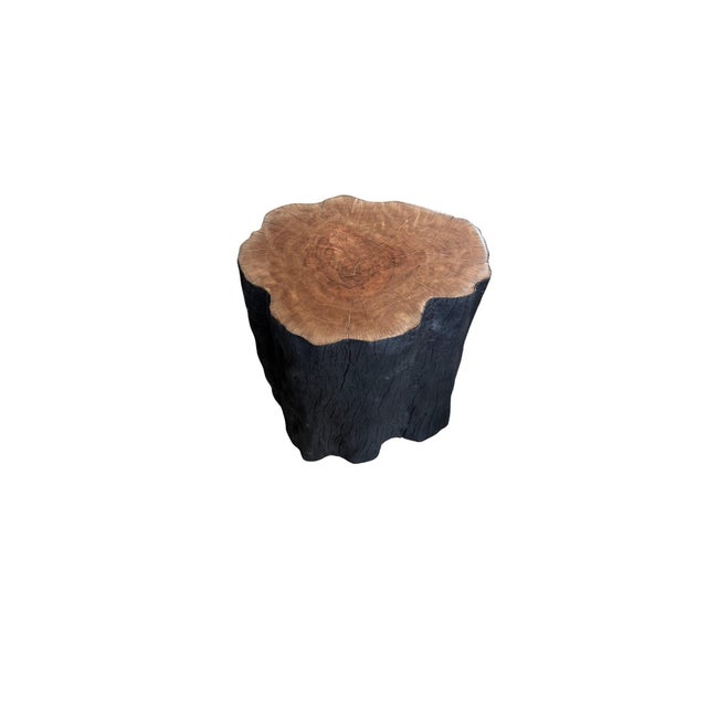 Not Yet Made - Made To Order Natural Solid Lychee Wood Side Table Charred & Natural Finish, Modern Organic For Sale - Image 5 of 7