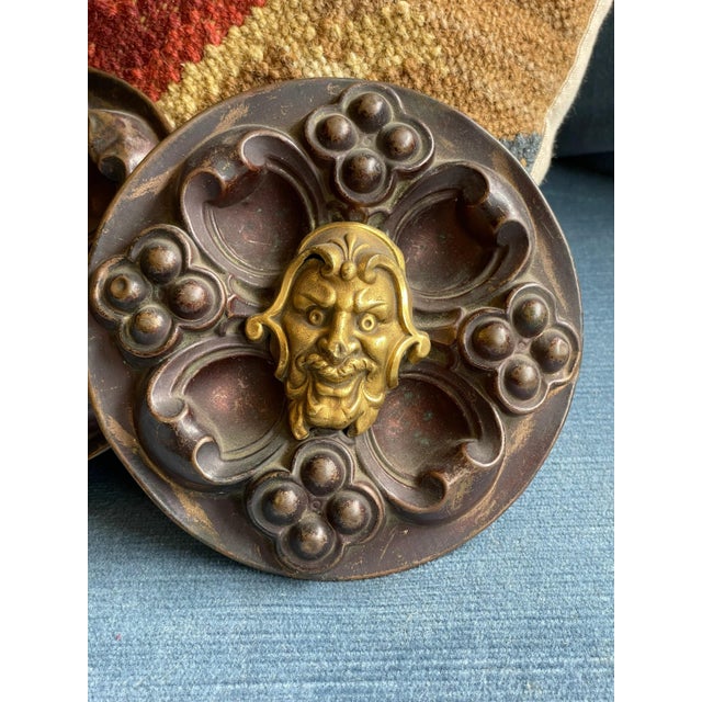An impressive pair of gorgeous curtain tie back medallions featuring gilt grotesques. France, c. 1750s. Would make...