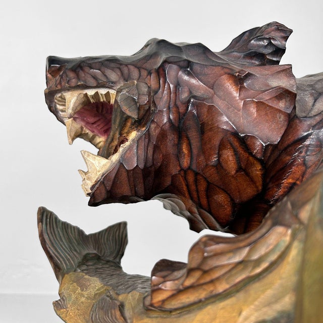 Japanese Hand-Carved Wooden Bear, 1950s For Sale - Image 13 of 18