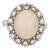 Vintage Natural Opal Diamond Ring 14k White Gold Cocktail Oval Estate Jewellery size 4.5 For Sale