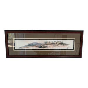 1990s Framed Southwestern Landscape "Santa Fe Pueblo" Limited Edition Signed Print by John A. White 29/450