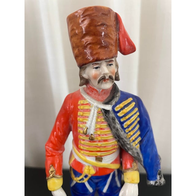 Vintage porcelain military figurine featuring a Prussian soldier, Zietan Hussar.