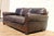 Restoration Hardware Brown Leather Three-Seat Sofa | Vintage Modern Down-Filled Cushions For Sale - Image 12 of 18