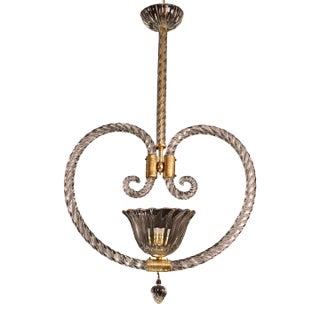 Art Deco Heart-Shaped Hanging Light by Barovier E Toso, 1940s For Sale