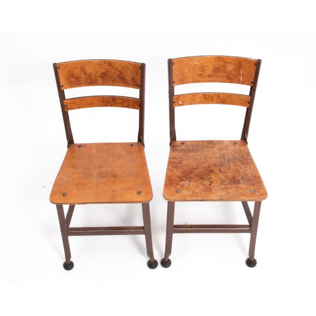 Toledo Industrial Metal Furniture Company Chairs Steel Frame Plywood Seat a Set of Four For Sale - Image 11 of 18