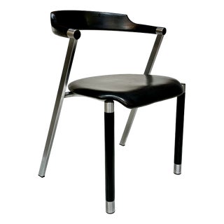 Sculptural Chair in Steel, Wood and Leather, Germany, 1980s For Sale