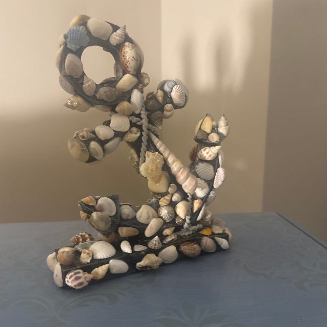 Gray Nautical Anchor Sculpture With Fine Shell Mosaic Cover For Sale - Image 8 of 12