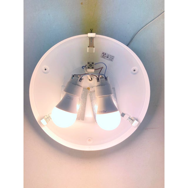 One ceiling light from the 1970s/80s, two-bulb, E27 sockets, Peill & Putzler sticker. Metal, glass. Good used condition....