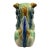 Handsome, vintage Chinese ceramic guardian lion, commonly called a foo dog, finished in a striking sancai-style glaze of...