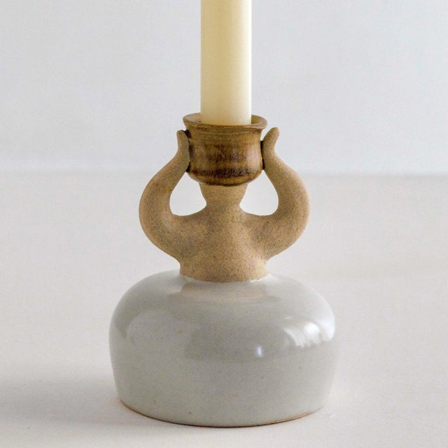 Figurative Woman Ceramic Candlestick Holder White For Sale - Image 4 of 12