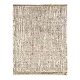 Ivory Modern Moroccan Style Wool Rug With Handmade Linear Pattern For Sale