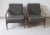 Set of Vintage Armchairs with Brown Beech Wood Frame and Brown Seating and Back Cushions For Sale - Image 9 of 9