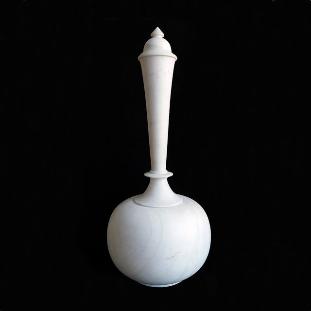 Hand-Carved White Marble Vase, 28 Inches Tall, Late 20th Century For Sale - Image 4 of 16