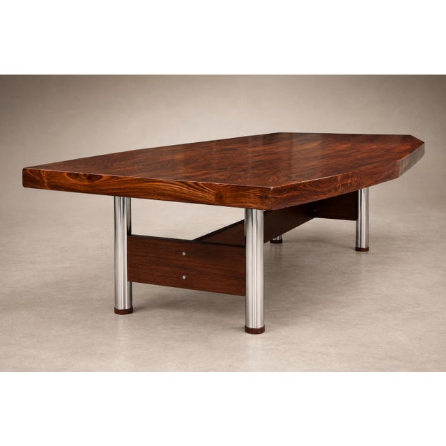 Brazilian Modern "Beg" Dining Table in Brazilian Rosewood and Chrome by Sergio Rodrigues, Brazil, 1960s For Sale - Image 12 of 18