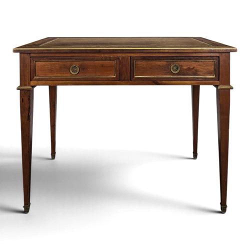 Louis XVI Style Flat Desk in Cherrywood and Leather For Sale - Image 10 of 10
