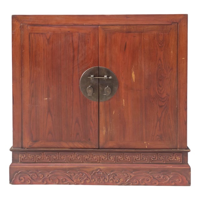 Ancient Chinese Elm Lacquered Cabinet For Sale