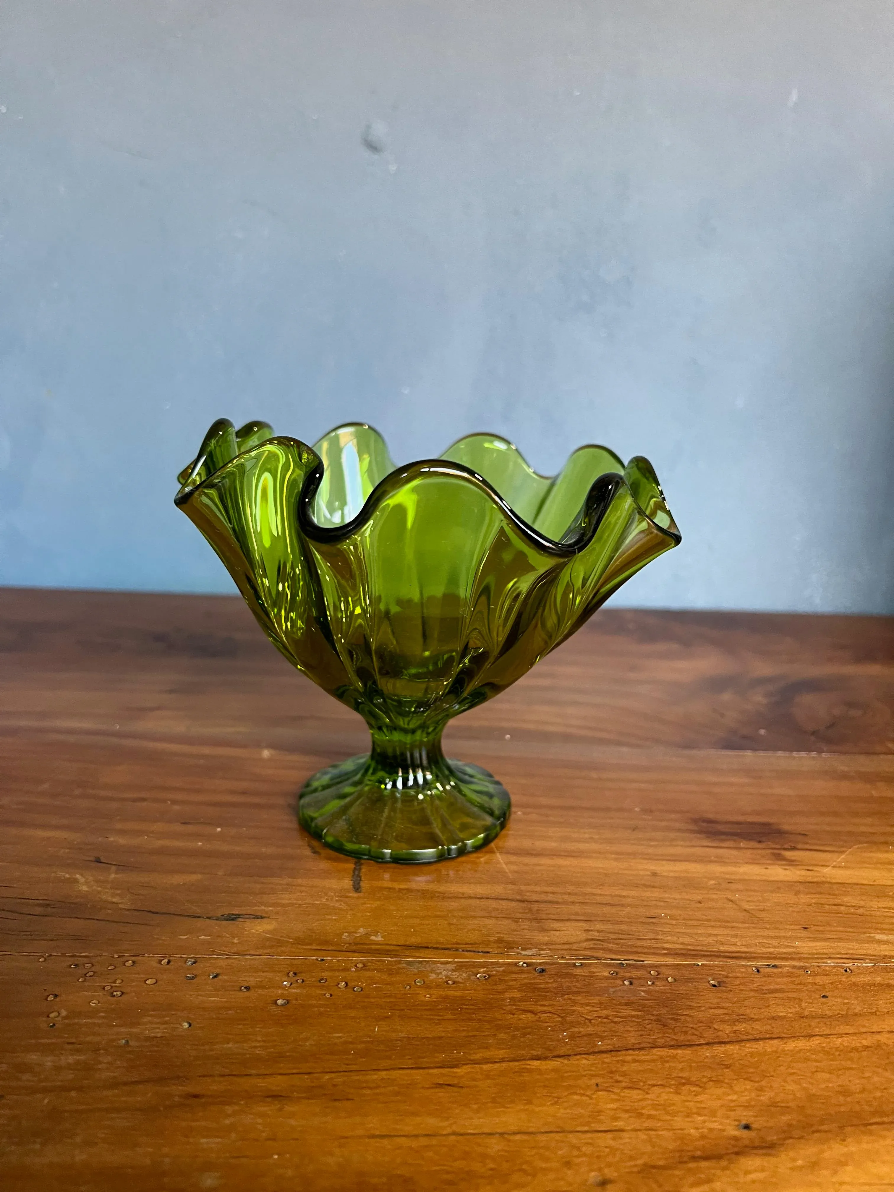 Mid-Century Modern Green Glass Coupe by Viking | Chairish