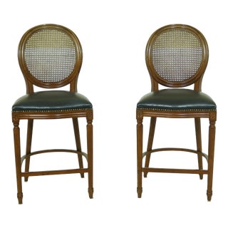 French Louis XV Style Cane Back Bar Chairs - a Pair For Sale