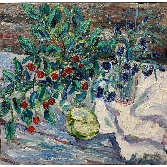 Georgij Moroz, Sour Cherries and Flowers, Oil, 2006 For Sale - Image 6 of 6