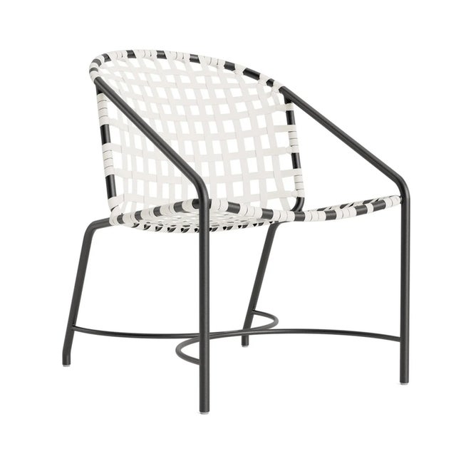 Brown Jordan Kantan Aluminum Vinyl Arm Chair, Textured Pewter frame with White Lite fabric For Sale - Image 12 of 12