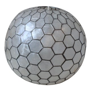 Vintage Capiz Shell Globe Orb Chandelier For Sale