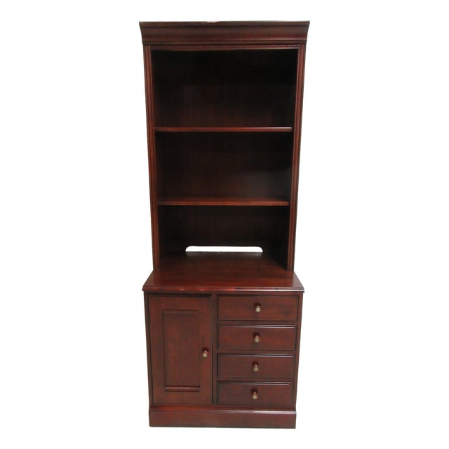 1990s Ethan Allen British Classics Cabinet Hutch Office Cabinet For Sale