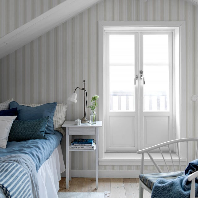 Mid-Century Modern Boråstapeter Hamnskär Stripe Wallpaper In Naturals For Sale - Image 3 of 3