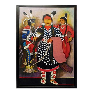 Kevin Red Star "Apsalooka Dancers" 2008 Hand Signed Framed Original Painting on Canvas For Sale