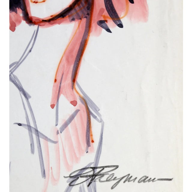 Woman Sketch Erik Freyman Size: 9 in. x 7.5 in. Marker on paper, signed This is a drawing of a female figure done in...